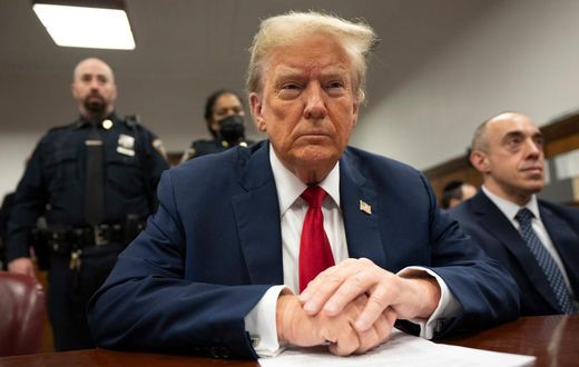Donald Trump at the defense table during his hush-money trial in Manhattan.Steven Hirsch-Pool/Getty Images