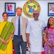 L-R: Duchess of Sussex, Meghan Markle; the Duke, Prince Harry; Governor of Lagos State, Babajide Sanwo-Olu and the First Lady, Dr. Ibijoke Sanwo-Olu during a courtesy visit by the Duke and Duchess at the Lagos House, Marina, on Sunday, May 12, 2024.