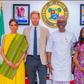 L-R: Duchess of Sussex, Meghan Markle; the Duke, Prince Harry; Governor of Lagos State, Babajide Sanwo-Olu and the First Lady, Dr. Ibijoke Sanwo-Olu during a courtesy visit by the Duke and Duchess at the Lagos House, Marina, on Sunday, May 12, 2024.