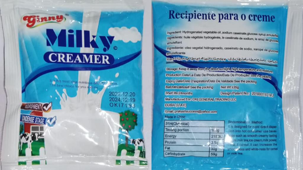 What fake Ginny non-dairy creamer products look like. [Facebook]