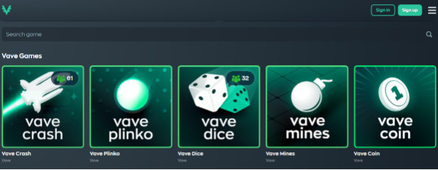 VAVE - Best Crypto Casino for Exclusive Titles
