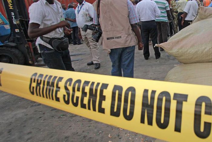 File image of a crime scene cordoned off by police