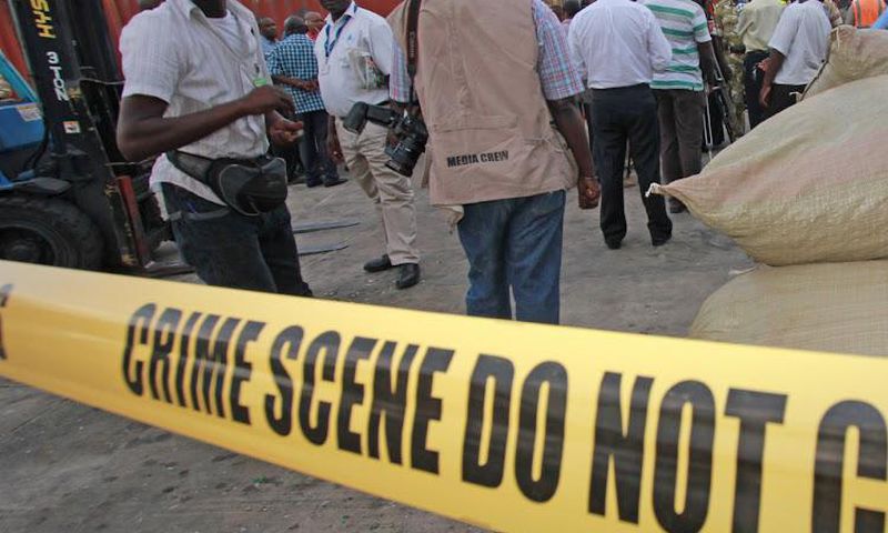 File image of a crime scene cordoned off by police
