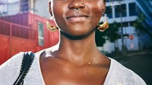 A woman with a nose piercing