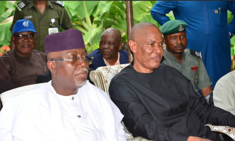 Gov. Lucky Aiyedatiwa and Chief Olusola Oke at Oke’s residence [NAN]