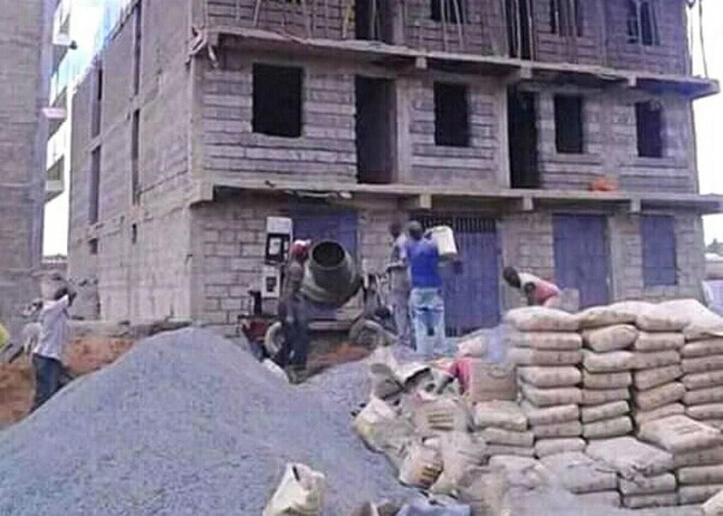 Construction workers in a construction site