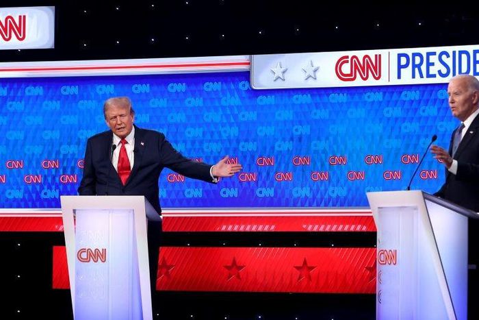 Donald Trump and Joe Biden during the debate. Justin Sullivan/Getty Images