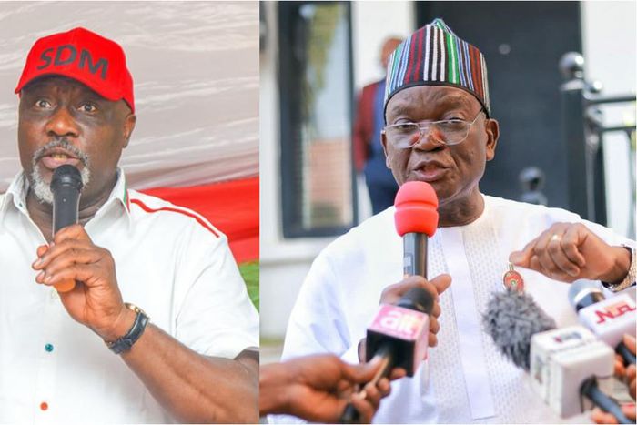 Samuel Ortom, Dino Melaye [ Facebook/Premium Times]