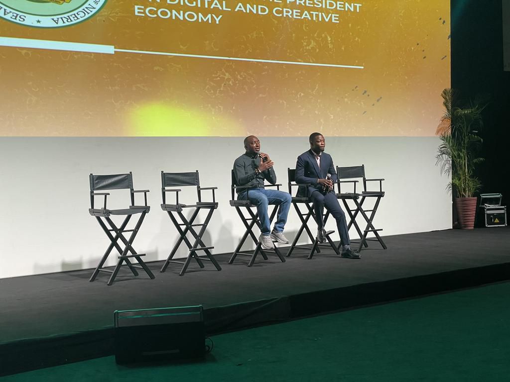 From L-R: Fegho-x Umunubo, Special Assistant to the President (OVP) on Digital and Creative Economy and Ayo Adeagbo, Special Assistant Art, Culture and Creative Economy