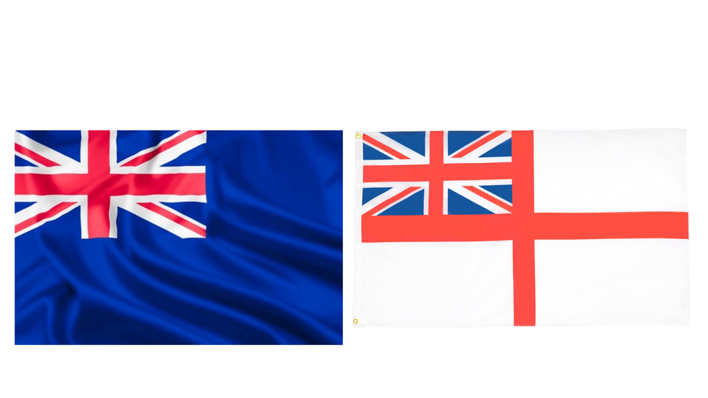 Blue and white ensigns [wikipedia]