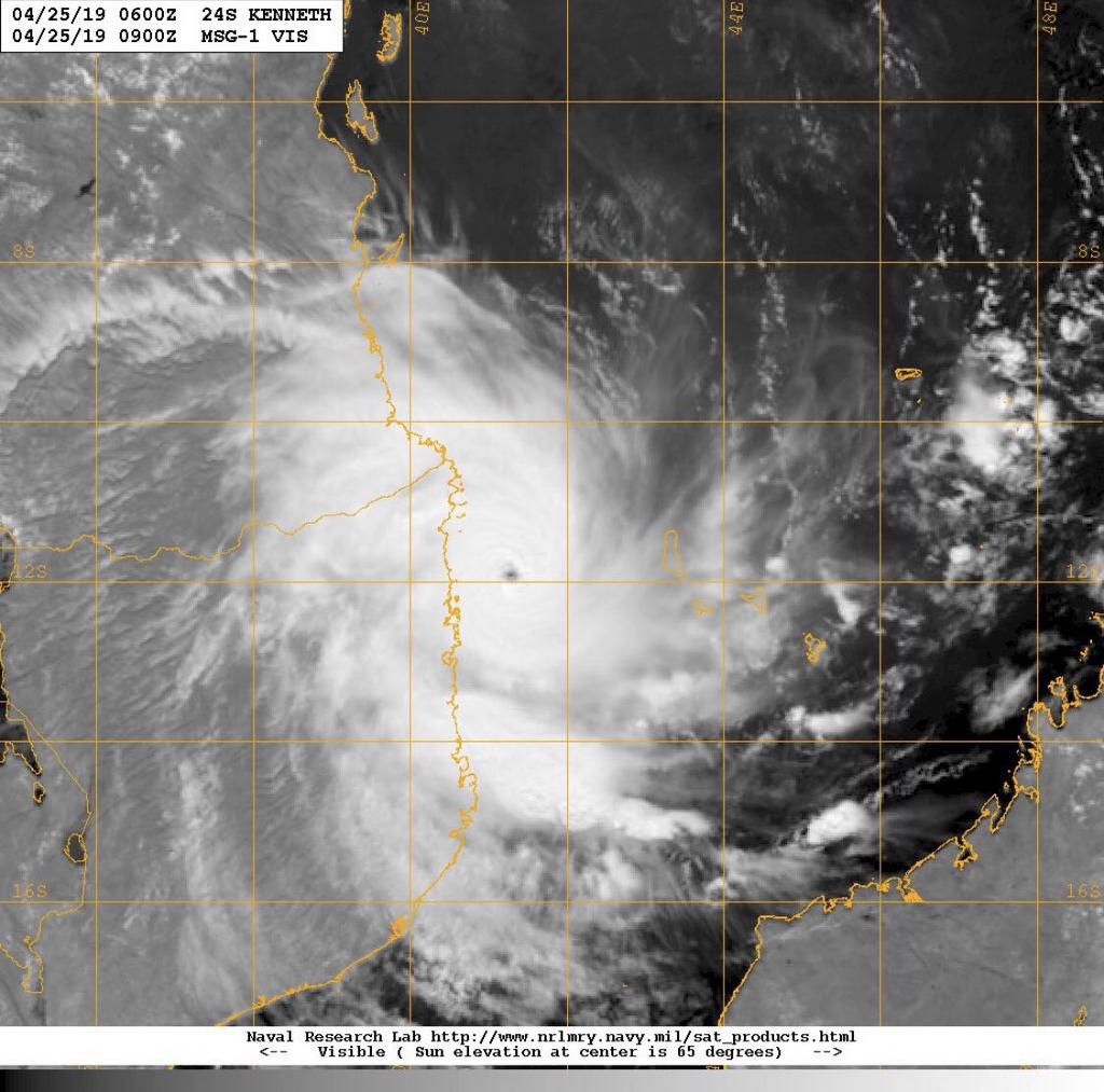 Satellite image of Cyclone Kenneth bound for Mozambique
