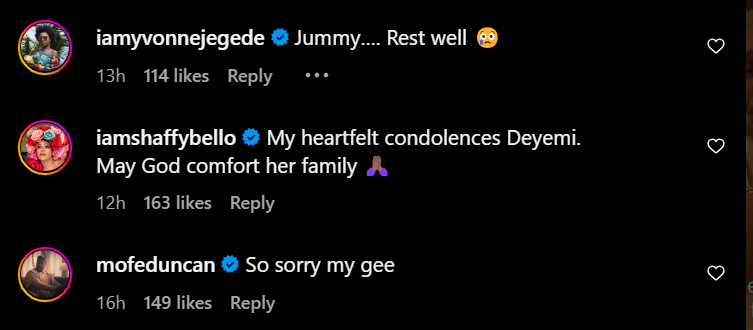 Reactions to Deyemi's post [[Instagram/Deyemitheactor]]