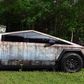 A rust-wrapped Telsa Cybertruck