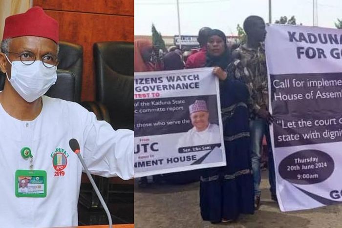 Tension in Kaduna as protesters storm govt house, demand El-Rufai's arrest