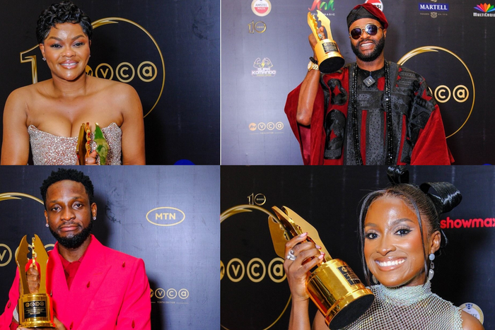AMVCA 2024 winners from left to right and top to bottom: Kehinde Bankole, Femi Adebayo, Chimezie Imo, and Genoveva Umeh [Africa Magic]
