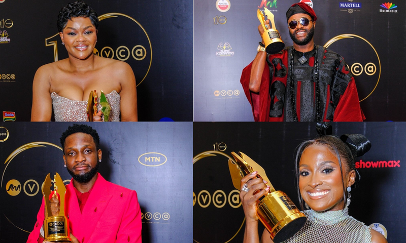 AMVCA 2024 winners from left to right and top to bottom: Kehinde Bankole, Femi Adebayo, Chimezie Imo, and Genoveva Umeh [Africa Magic]