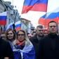 Russian opposition leader Alexei Navalny and his wife Yulia walk with demonstrators during a 2020 march in memory of murdered Kremlin critic Boris Nemtsov in downtown Moscow. He suffered a life-threatening poisoning months later, in August 2020.KIRILL ...