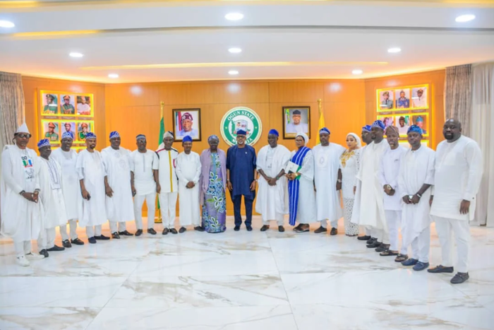 Gov. Dapo Abiodun in the middle with members of the Ogun House of Assembly