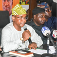 From left: Permanent Secretary, Basic & Secondary Education, Abayomi Abolaji; Commissioner for Basic Education, Jamiu Alli-Balogun and Commissioner for Information and Strategy, Gbenga Omotoso during the Lagos State Government 2024 Ministerial Press Br...