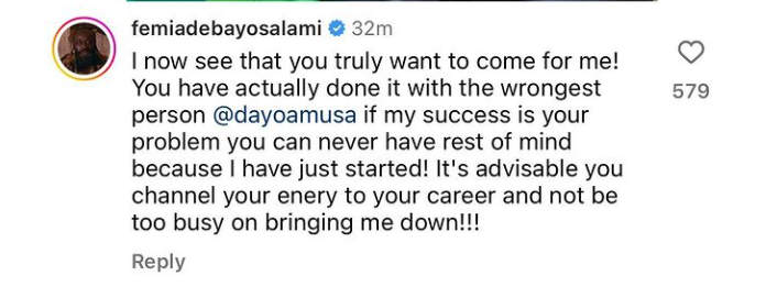 Femi Adebayo Slams Dayo Amusa [Instagram/Dayo Amusa]