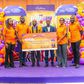 L-R: Brand Manager, Cocoa beverages, Cadbury Ghana Plc, Godfred Mawugbe; Head of Marketing for Cadbury West Africa, Morolake Emokpaire; Brand Manager, Beverages and Biscuits, Cadbury Nigeria Plc, Michael Boateng; Representatives of Good Fortune School ...