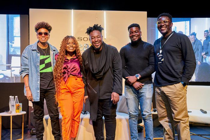 L - R: Adaora Mbelu (a.k.a Lumina), Tobi Ayeni (a.k.a Miss Techy), Daro Umaigba, Fisayo Fosudo, and Salem King