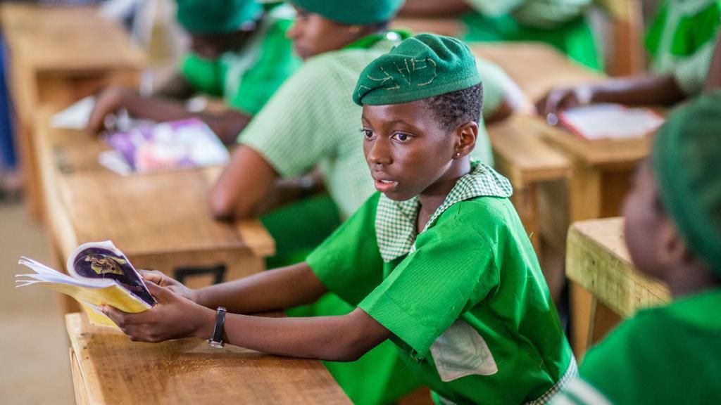 Students of the Muslim Girl's High School are pictured in Ijebu Ode, Nigeria, 11 June 2014. [Getty Images]