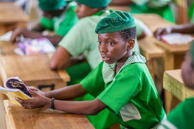 Students of the Muslim Girl's High School are pictured in Ijebu Ode, Nigeria, 11 June 2014. [Getty Images]