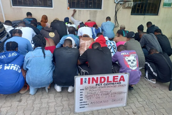 Suspected drug users arrested at a drug party in Abuja