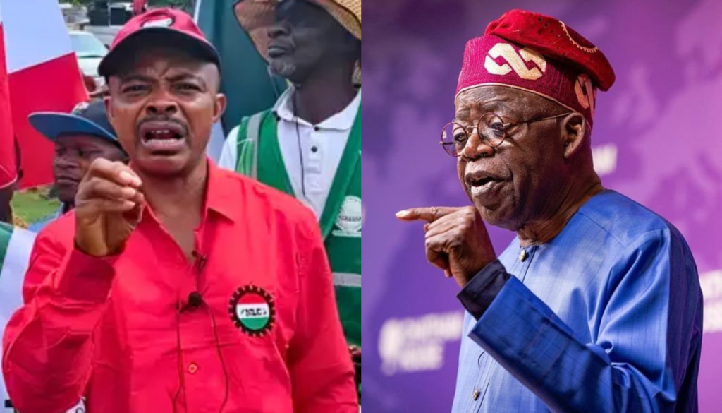 NLC president, Joe Ajaero, and President Bola Tinubu