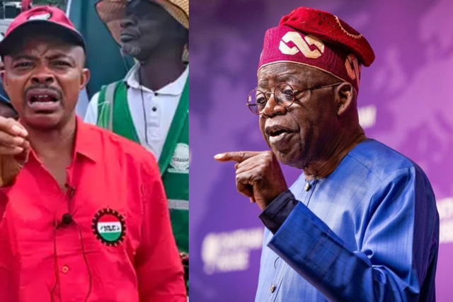 NLC president, Joe Ajaero, and President Bola Tinubu