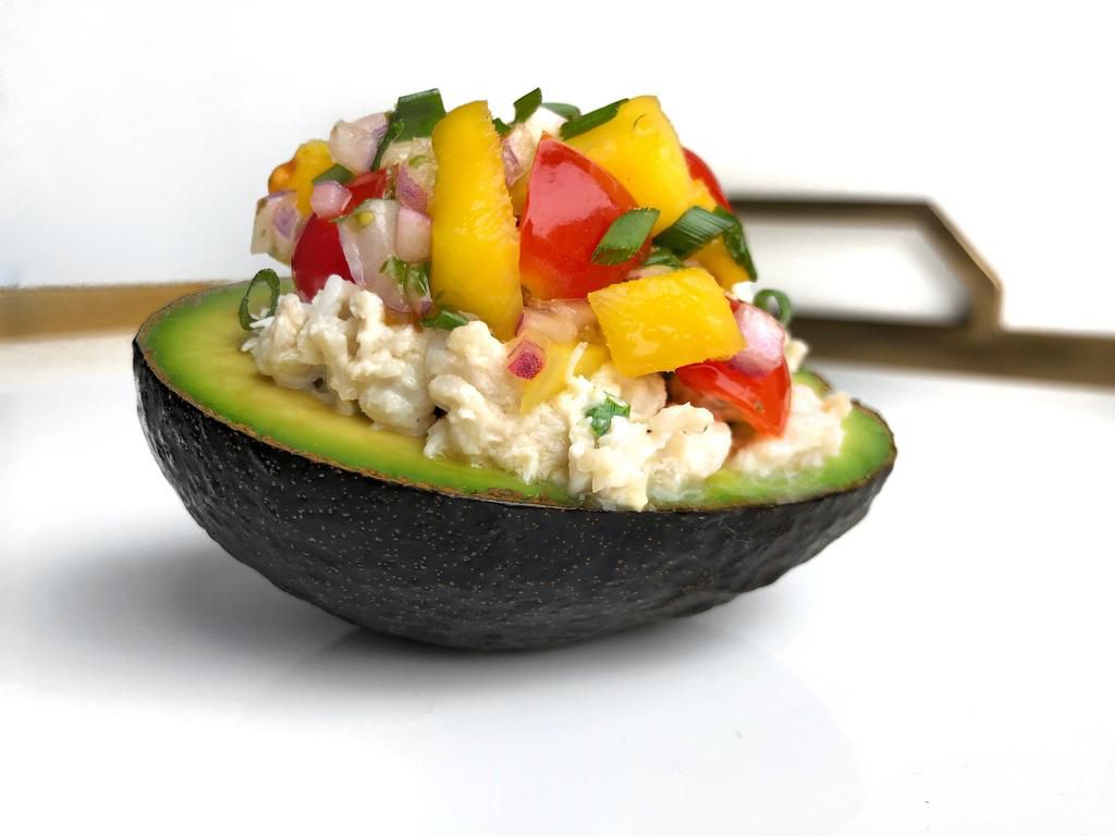 Mango and crab stuffed avocados