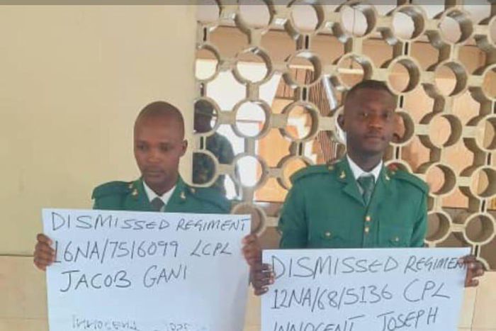 Corporal Innocent Joseph and Lance Corporal Jacob Gani have been dismissed from the Nigerian Army. [NA]