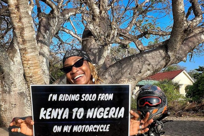 Ebaide is riding solo from Kenya to Lagos [Instagram]