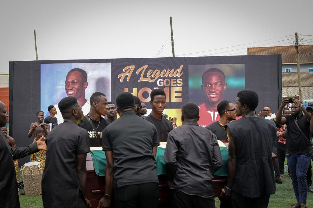 "A Legend goes home" - Raphael Dwamena's coffin is carried away after the funeral service (Captured by Nicolas Horni)