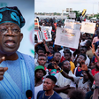 President Bola Tinubu and Nigerian protesters [Pulse.ng]