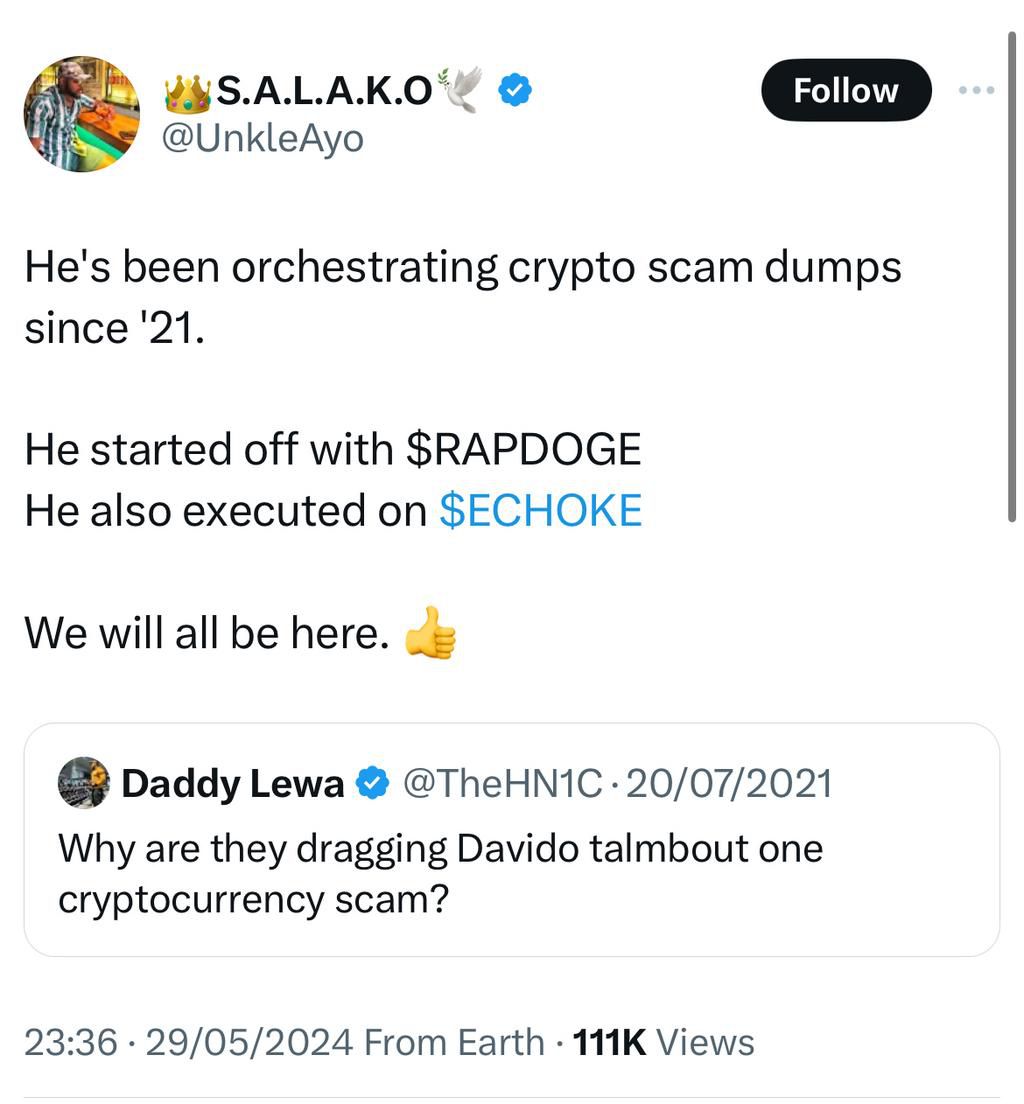 Social media reactions to Davido’s meme coin