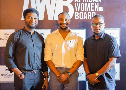 The Macallan Brand Educator and Ambassador, Lagos, Daniel Atteh (middle) and two other attendees during Capital Club’s Annual African Women on Board Roundtable