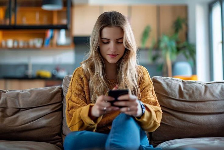 An illustrative photo of a woman playing on her phone