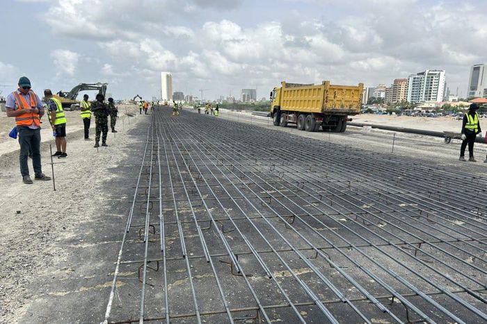 Ongoing construction of the Lagos- Calabar Coastal Road at the Landmark end in Lagos.
