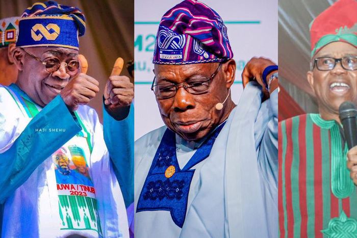 Has he dumped Obi? Obasanjo sparks reaction online after wearing 'Tinubu's cap'