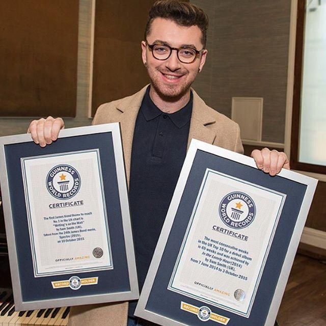 Sam Smith and his Guiness World Records certificates