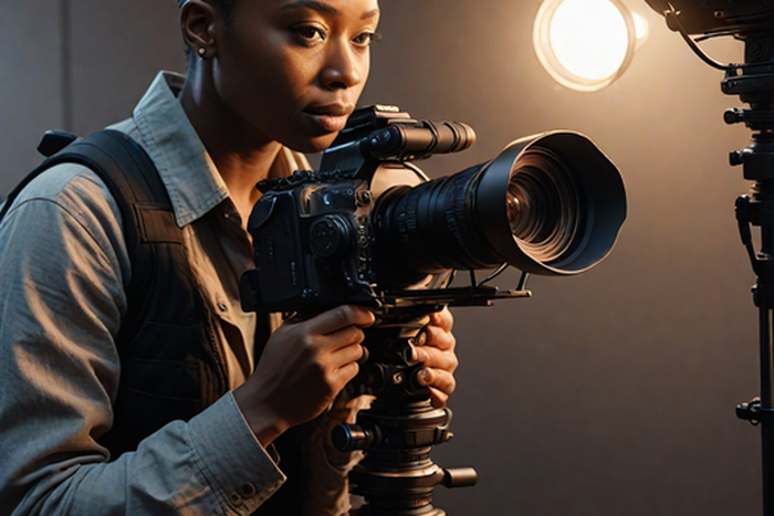 An AI-generated image of a cinematographer at work