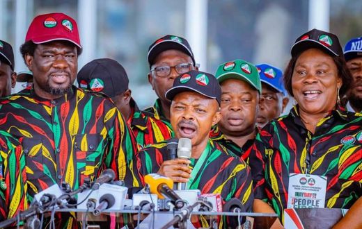 NLC President, Joe Ajaero addressing workers on Wednesday, May 1 at the Eagle Square, Abuja. [Facebook]