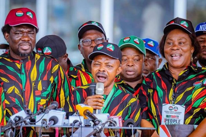 NLC President, Joe Ajaero addressing workers on Wednesday, May 1 at the Eagle Square, Abuja. [Facebook]
