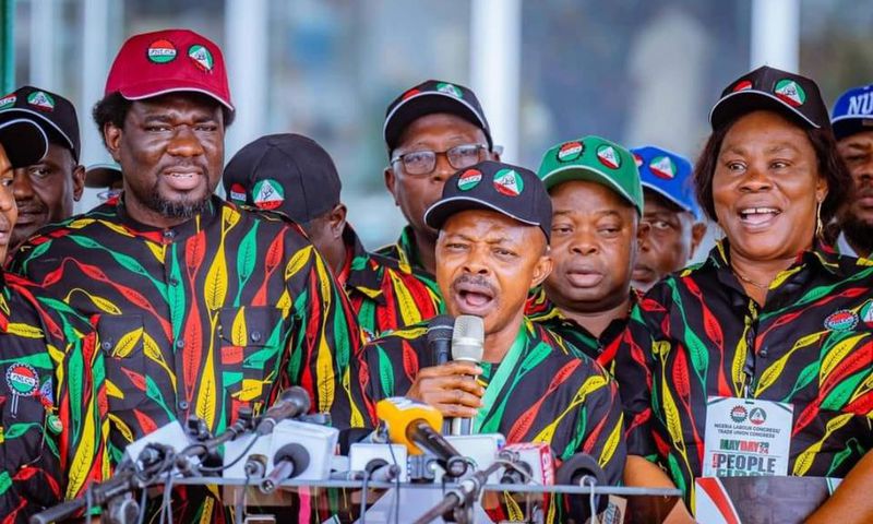 NLC President, Joe Ajaero addressing workers on Wednesday, May 1 at the Eagle Square, Abuja. [Facebook]