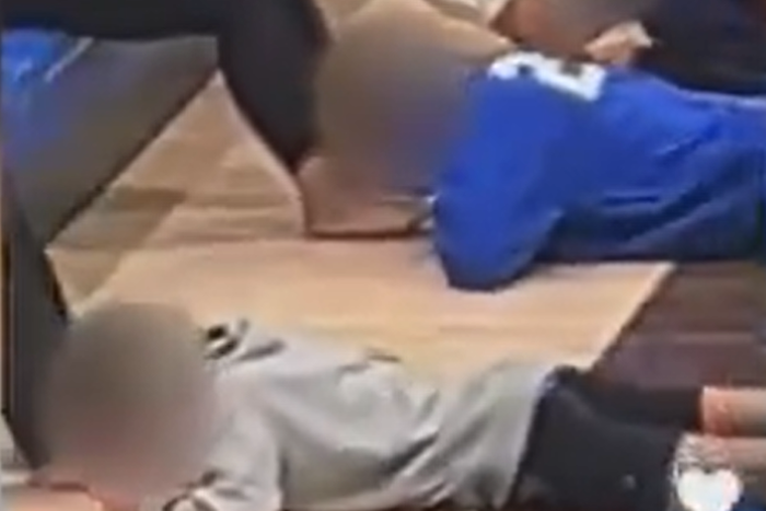 American students licking feet in shocking video [Twitter/@libsoftiktok]