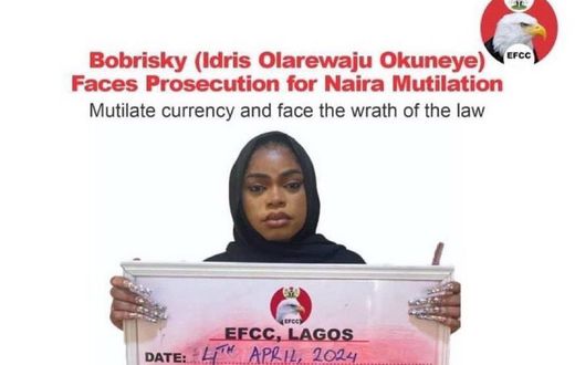 EFCC arrests Bobrisky for abusing naira notes
