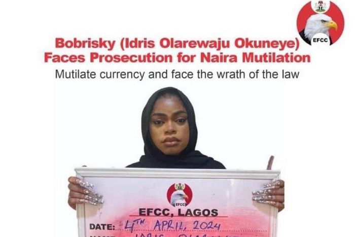 EFCC arrests Bobrisky for abusing naira notes