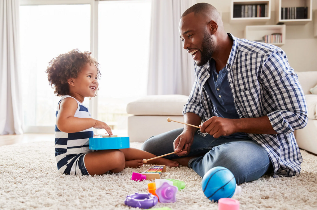 A father and daughter having fun together